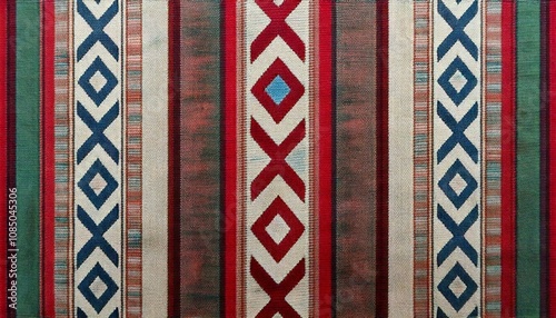 A colorful patterns knitted wool vintage arabian bedouin sadu rug photo