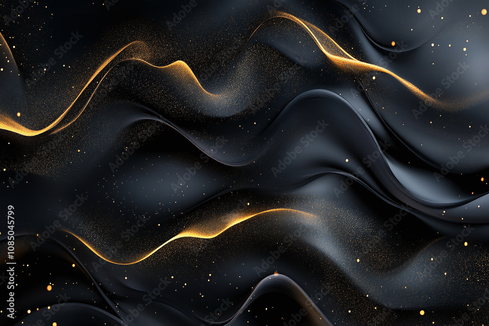 Abstract Black and Gold Design with Smooth Flowing Lines and Metallic Accents Abstract Black and Gold Design with Smooth Flowing Lines and Metallic Accents