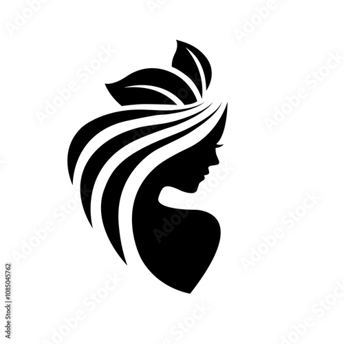 Beauty woman hair leaf logo ,beauty nature hair icons, salon symbol, spa logo, beautiful girl icon, beauty cosmetic, eco fashion, makeup, hairdressing girl vector isolated on transparent background.