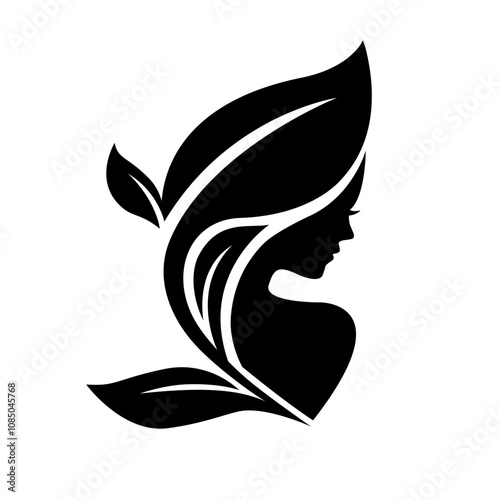 Beauty woman hair leaf logo ,beauty nature hair icons, salon symbol, spa logo, beautiful girl icon, beauty cosmetic, eco fashion, makeup, hairdressing girl vector isolated on transparent background.