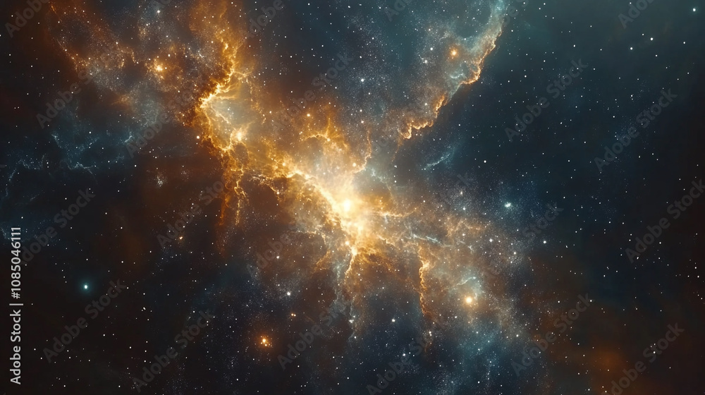 Fototapeta premium Exploring the vivid colors and dynamic patterns of a distant galaxy in deep space
