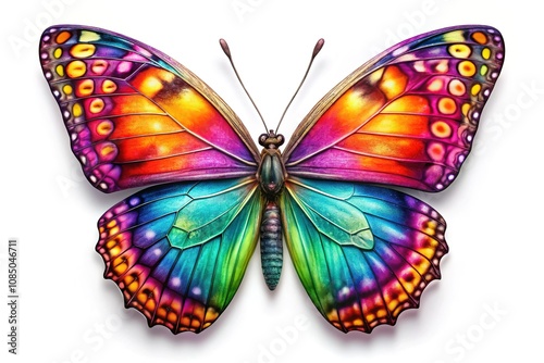 Colorful Butterfly on White Background - Rule of Thirds Composition