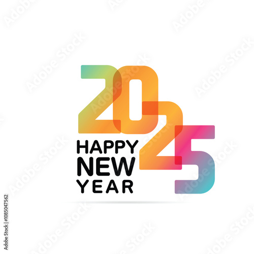 Happy New Year 2025 and merry Christmas  Greeting banner logo design illustration, Creative and Colourful 2025 new year, Brochure design template, card, banner. Vector illustration.