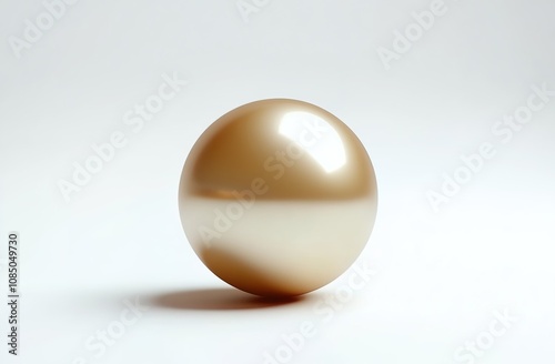  A golden pearl on a white background 