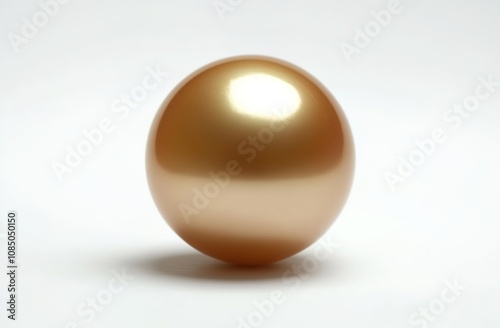  A golden pearl on a white background 