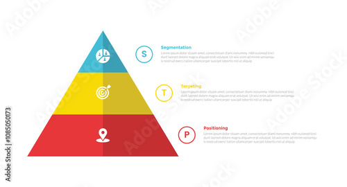 STP marketing analysis infographics template diagram with hexagonal shape on circle with 3 point step design for slide presentation