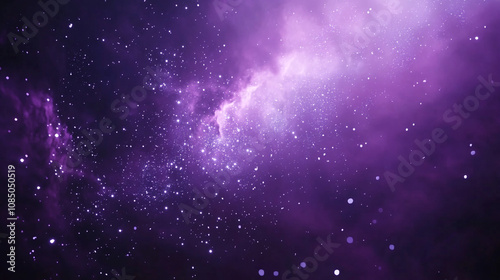 A stunning view of a purple galaxy filled with stars and cosmic dust in deep space at night