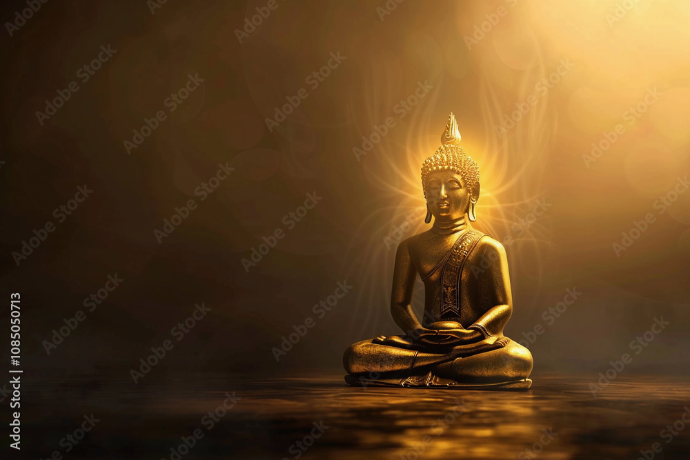 Greeting card with ancient statue great Buddha on holiday composition Greeting card with ancient statue great Buddha on holiday composition