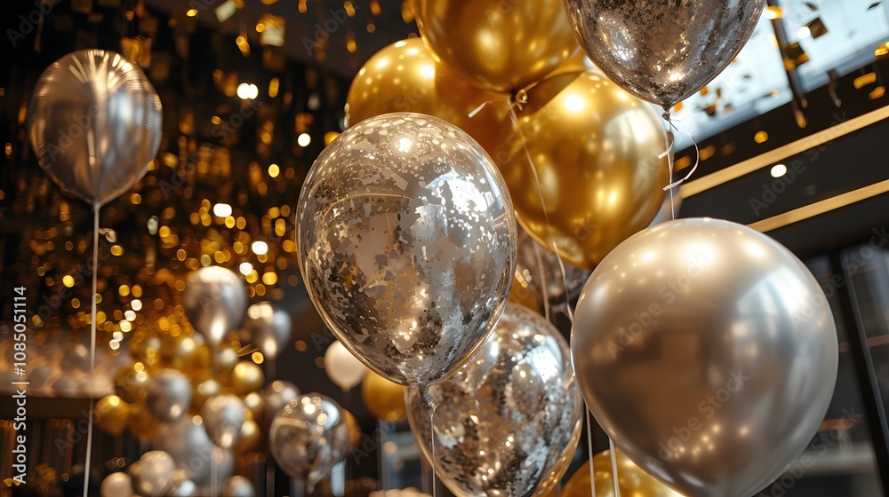 Metallic foil balloons setting a luxurious mood Metallic foil balloons setting a luxurious mood