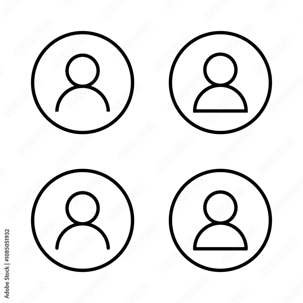 Login user avatar icon on circle line. Profile account sign symbol Login user avatar icon on circle line. Profile account sign symbol