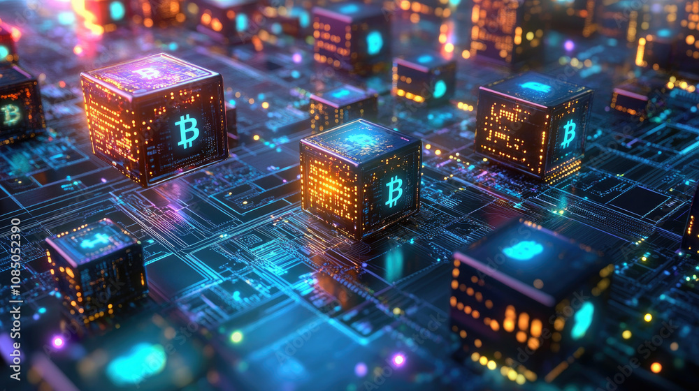 Obraz premium Internet of Things, Blockchain Concept