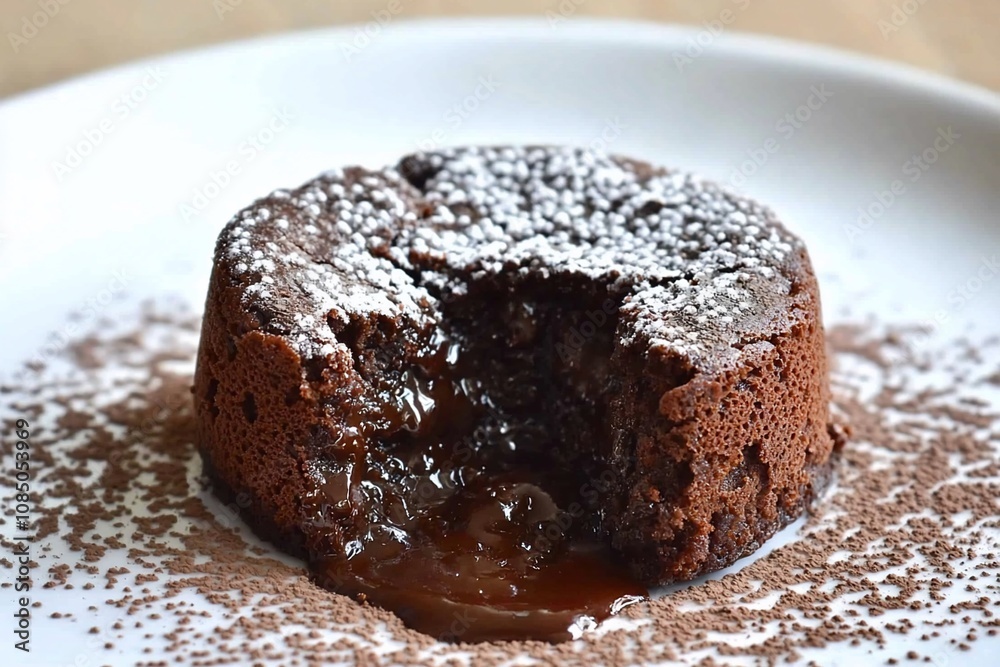 Decadent Chocolate Lava Cake with Dusting of Powdered Sugar Decadent Chocolate Lava Cake with Dusting of Powdered Sugar
