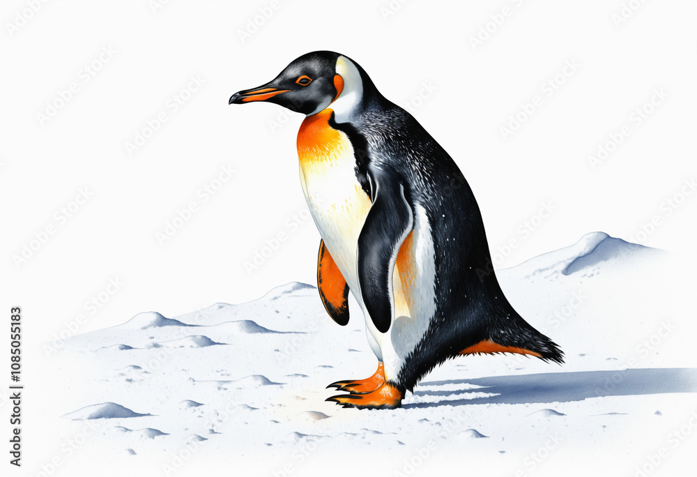 Fototapeta premium Gentoo Penguin Walking on Antarctic Ice