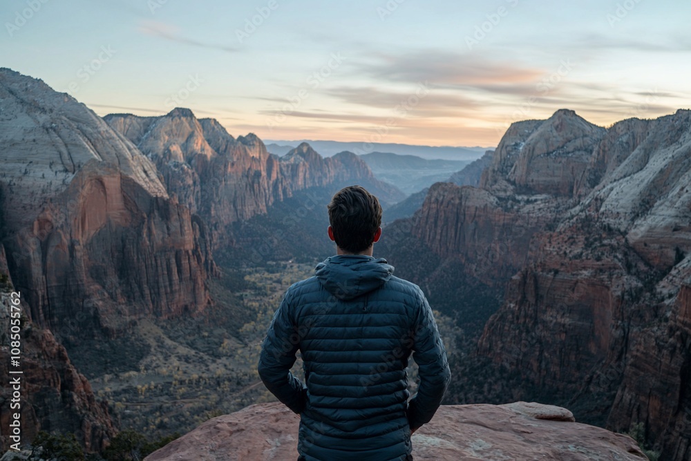 Fototapeta premium A Serene Sunset Overlook in Zion National Park