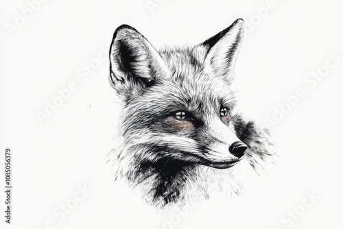 Black and White Fox Drawing