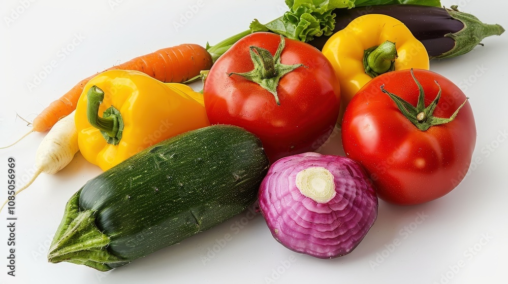 Fresh Vegetables Spread on White Background Fresh Vegetables Spread on White Background