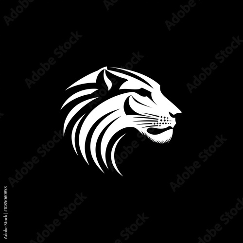 Wallpaper Mural White Lion Head Profile Tribal Style Black Background Torontodigital.ca