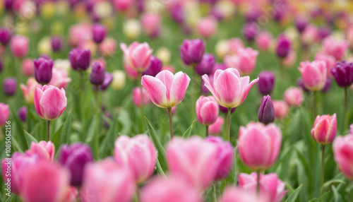 The pink tulips are in the sun