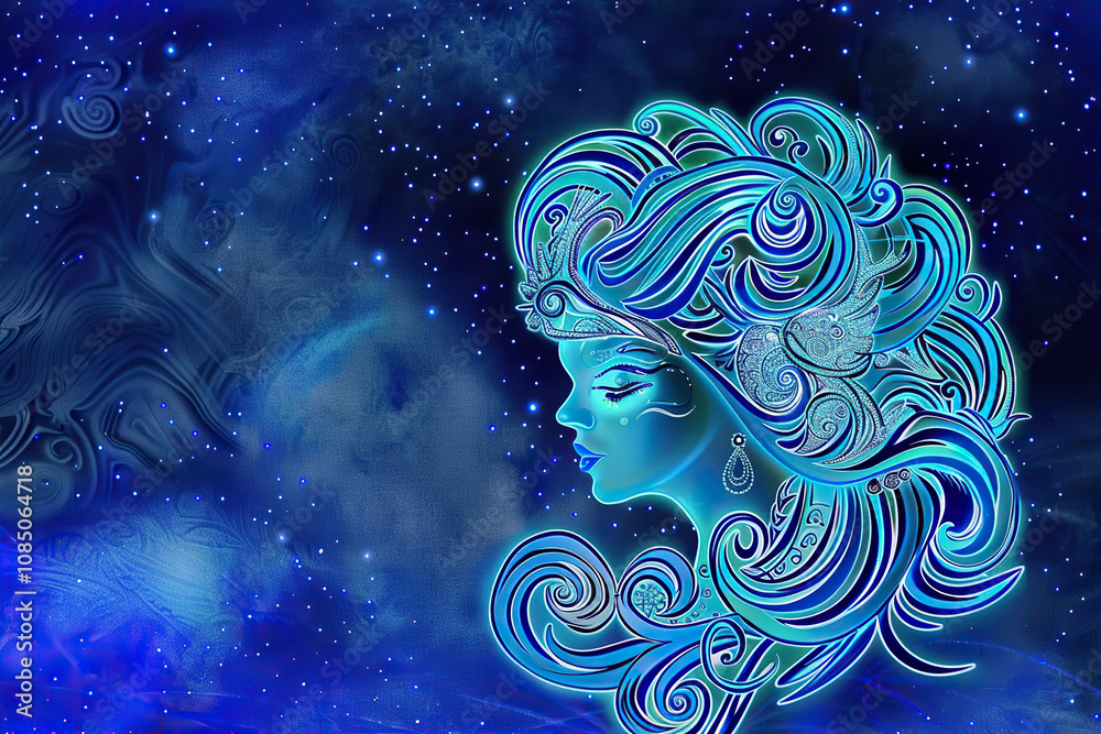 Astrological composition with concept of Virgo zodiac sign symbol Astrological composition with concept of Virgo zodiac sign symbol