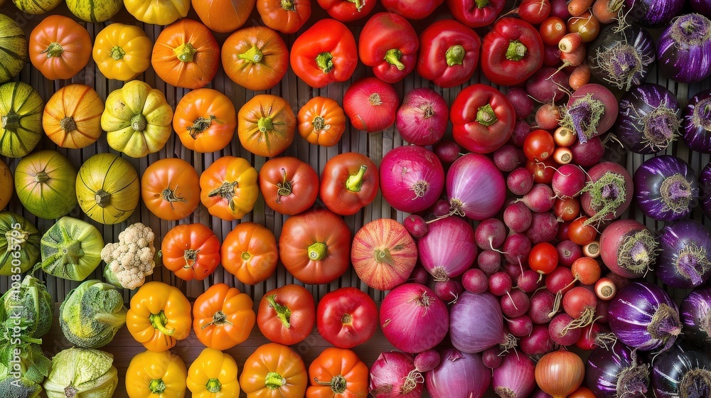 Vibrant Display of Fresh Colorful Vegetables Vibrant Display of Fresh Colorful Vegetables