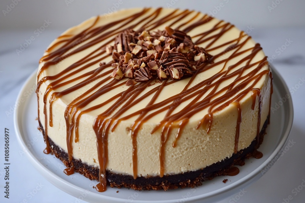 Decadent Caramel Cheesecake with Chocolate Crust and Nutty Topping Decadent Caramel Cheesecake with Chocolate Crust and Nutty Topping