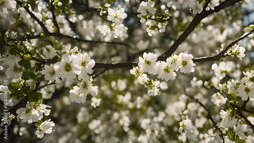 White Blossoms Bloom Brightly on Spring Branches White Blossoms Bloom Brightly on Spring Branches