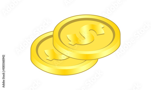 Two gold coin illustration design vector