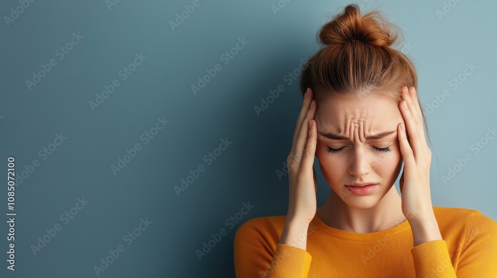 Woman Suffering from Headache with Stress Expression