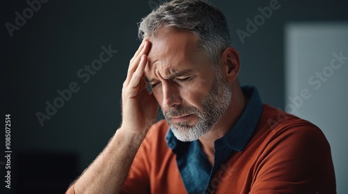 Man Feeling Headache and Stress in Quiet Space