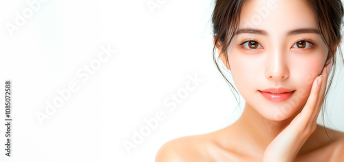 肌ツヤの良い若い日本人女性の美容イメージ
