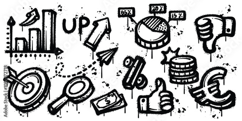 Set of graffiti spray paint business idea elements vector illustration