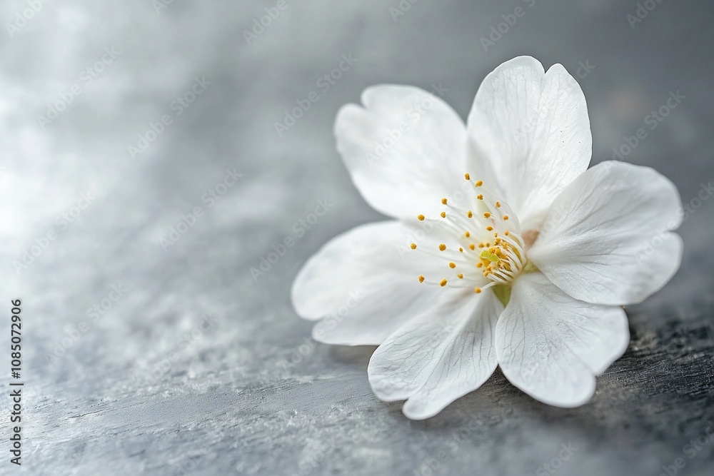 Fototapeta premium Delicate White Blossom on a Soft Gray Background