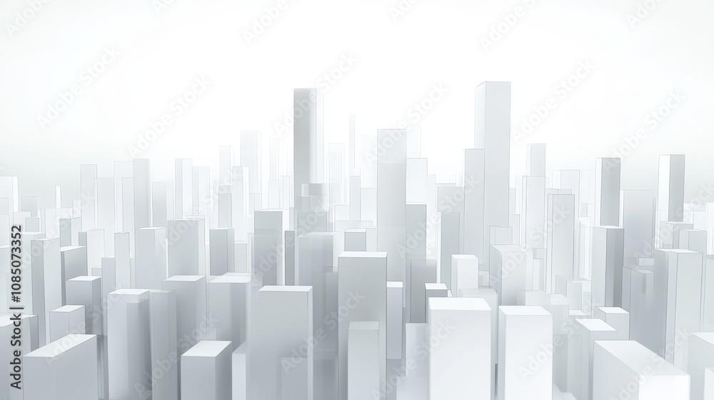 Abstract skyline with minimalist white structures. Abstract skyline with minimalist white structures.