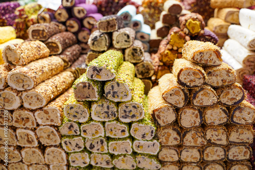 Photography Close-up of Swirly and Colourful Turkish Delights