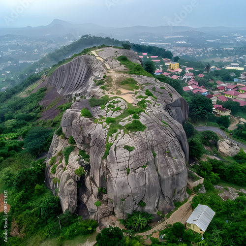 Bird's Eye View of Olumo Rock- A Testimony to Ogun State's Majestic Landscape and Cultural Heritage photo