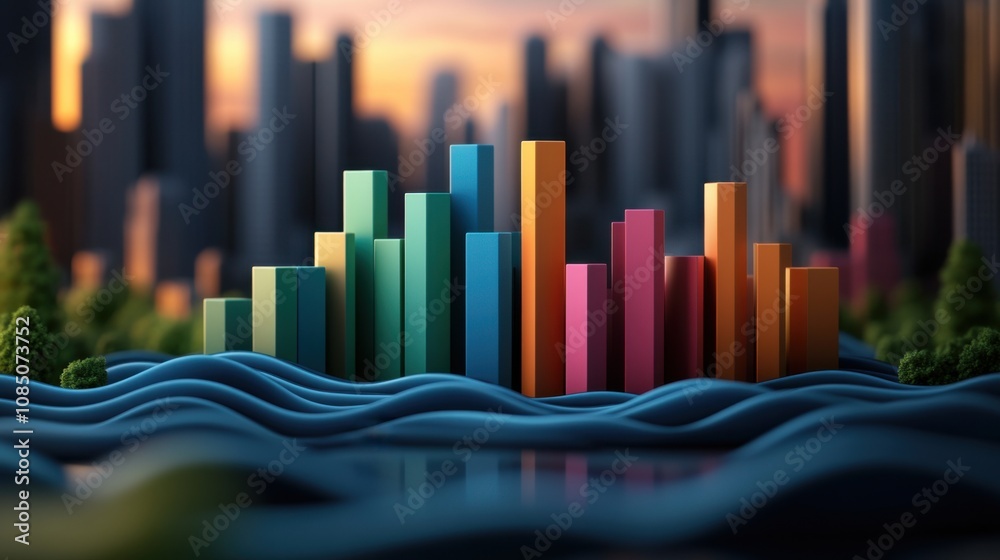 Obraz premium Holographic Bar Chart with Property Values