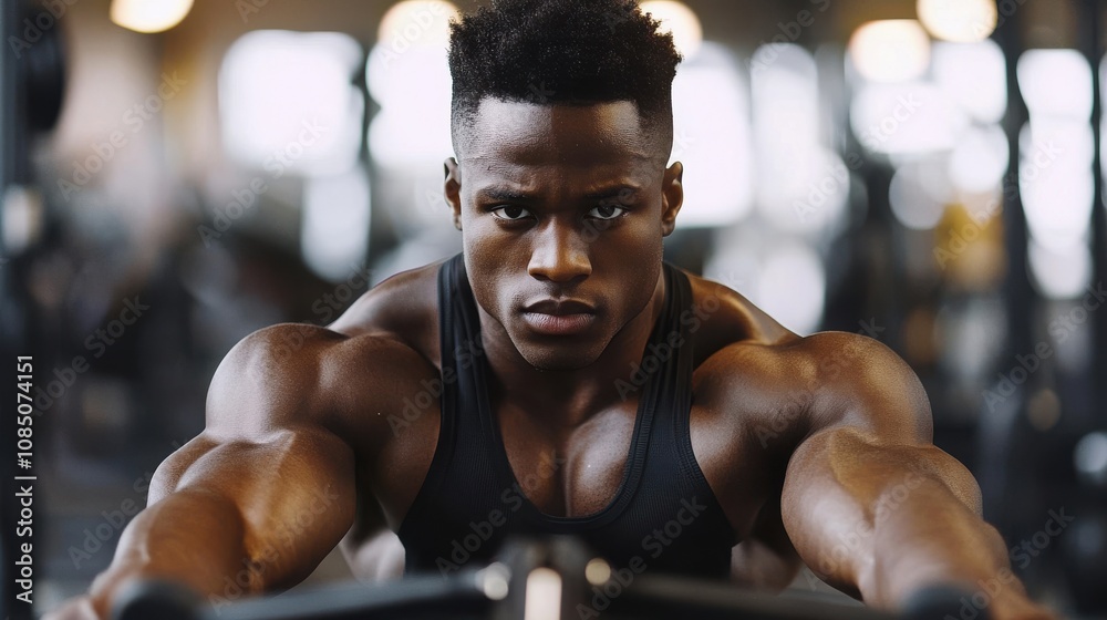 Focused Athlete Training in Modern Gym Environment Focused Athlete Training in Modern Gym Environment