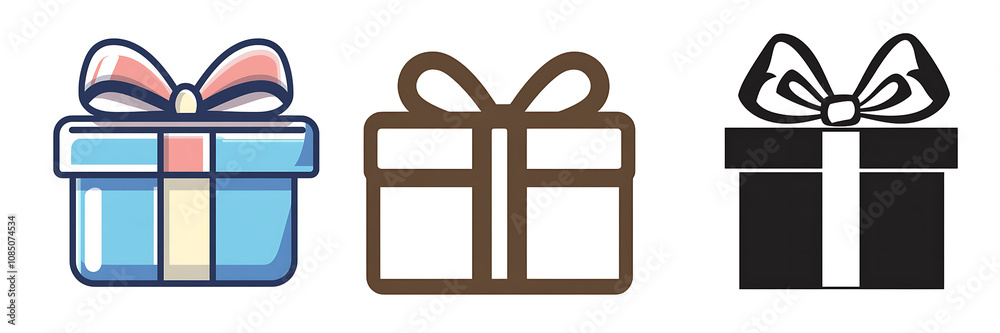 Set of a gift box icon with ribbon, isolated on a transparent background. Set of a gift box icon with ribbon, isolated on a transparent background.