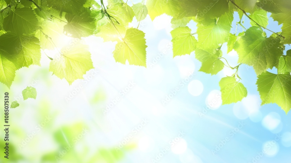 Bright green leaves under sunlight. Bright green leaves under sunlight.