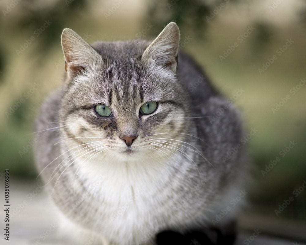 Beautiful mixed breed cat outdoors. Beautiful mixed breed cat outdoors.