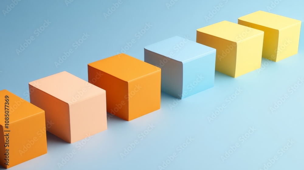 Fototapeta premium Colorful blocks arranged in a harmonious line.