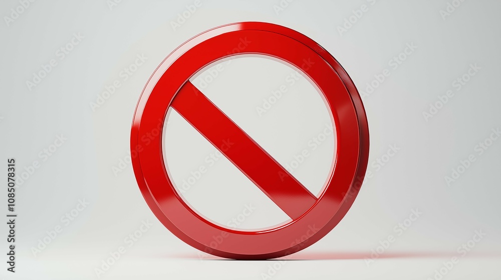 Vibrant Red Prohibition Sign Against a Soft Gray Background, Symbolizing Restrictions and No Entry, Ideal for Illustrations of Rules and Regulations in Various Contexts Vibrant Red Prohibition Sign Against a Soft Gray Background, Symbolizing Restrictions and No Entry, Ideal for Illustrations of Rules and Regulations in Various Contexts