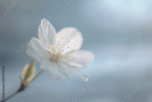 Delicate White Blossom Against a Soft Blue Background