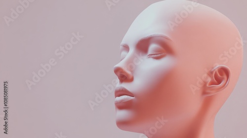 Elegant mannequin head in soft pastel colors.