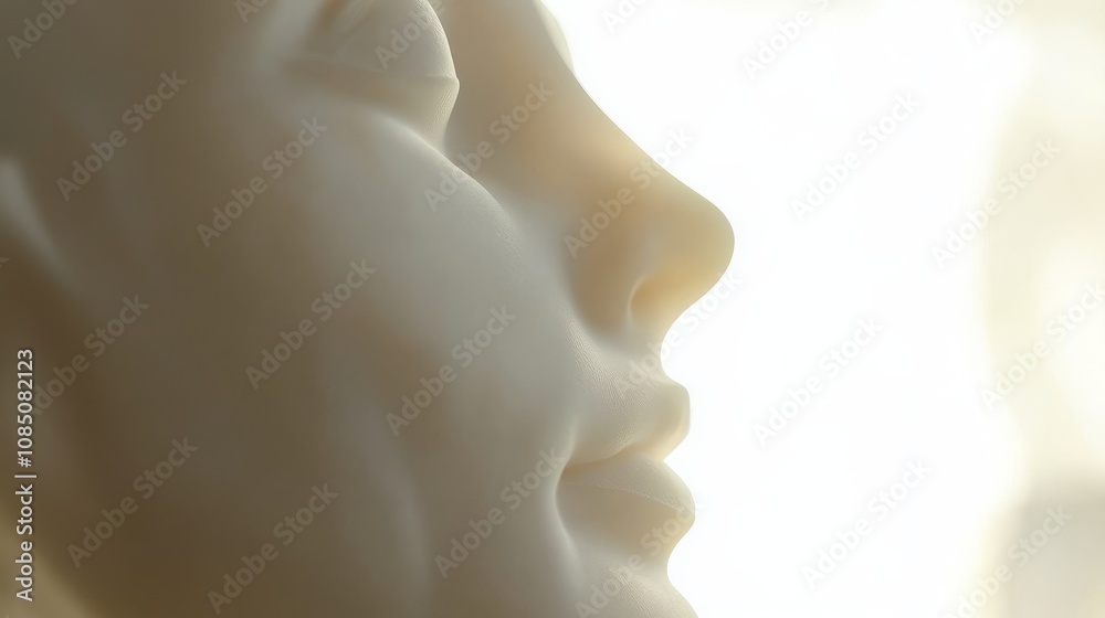 Elegant sculpture showcasing serene facial features. Elegant sculpture showcasing serene facial features.