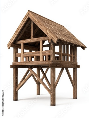 Wooden watchtower structure design outdoor setting 3d render architectural viewpoint vintage concept for visual appeal