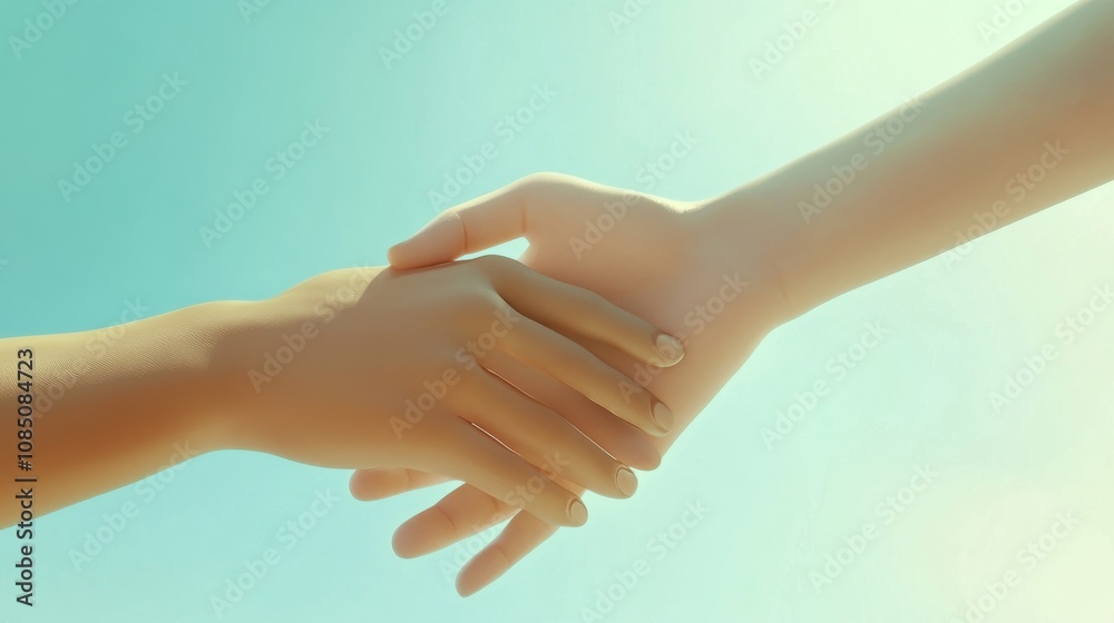 Fototapeta premium Hand clasp symbolizes unity and connection.