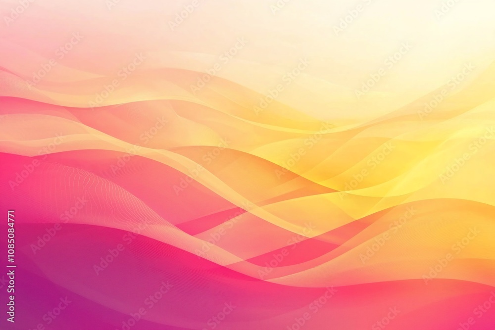 Fototapeta premium Abstract Waves of Color: A Harmonious Blend of Pink and Yellow