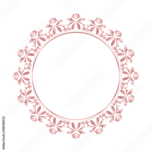 Damask Round Wreath circular round ornament rose gold floral Abstract pattern, Classic Victorian traditional style, illustration Vintage Design, Floral frames, Mandala, Antique border, Moroccan frame