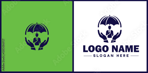 Insurance Broker icon Insurance agent Insurance adviser Insurance intermediary flat logo sign symbol editable vector